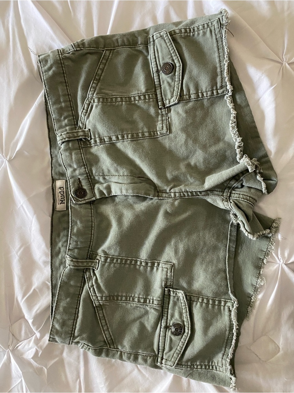 Mudd Olive Army Green Flap Pocket Shorts 15
